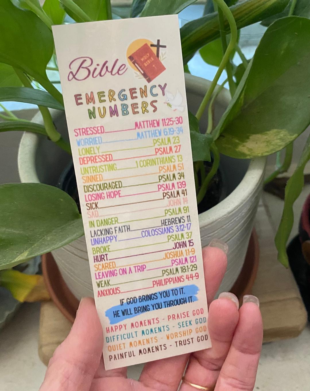 Bible Emergency Numbers Bookmark
