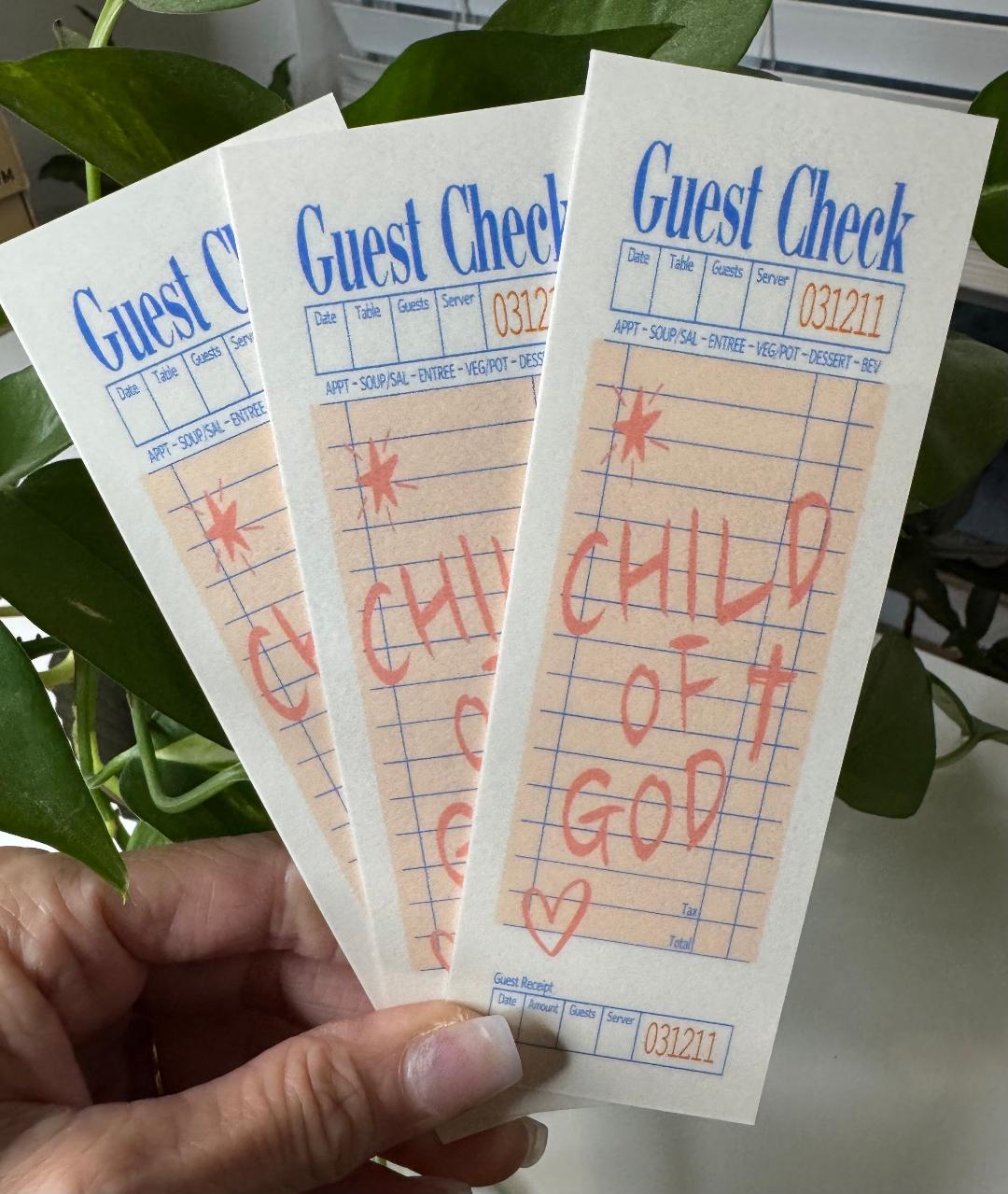Child of God Guest Check Bookmark