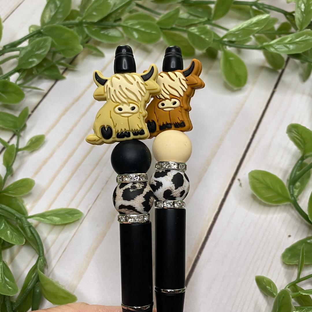 Highland Cow Beaded Pens