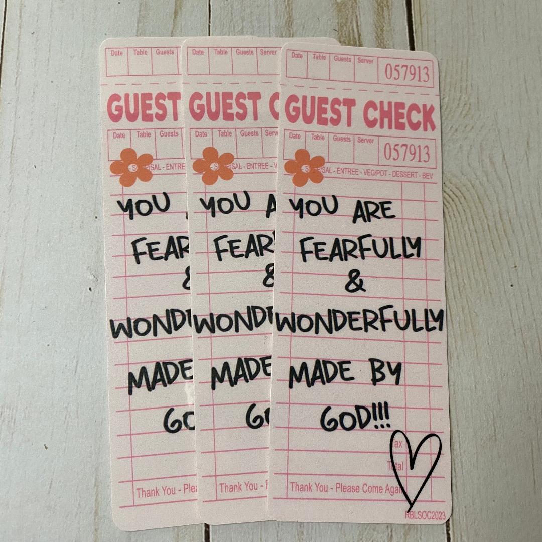 You Are Fearfully & Wonderfully Made By God Bookmark