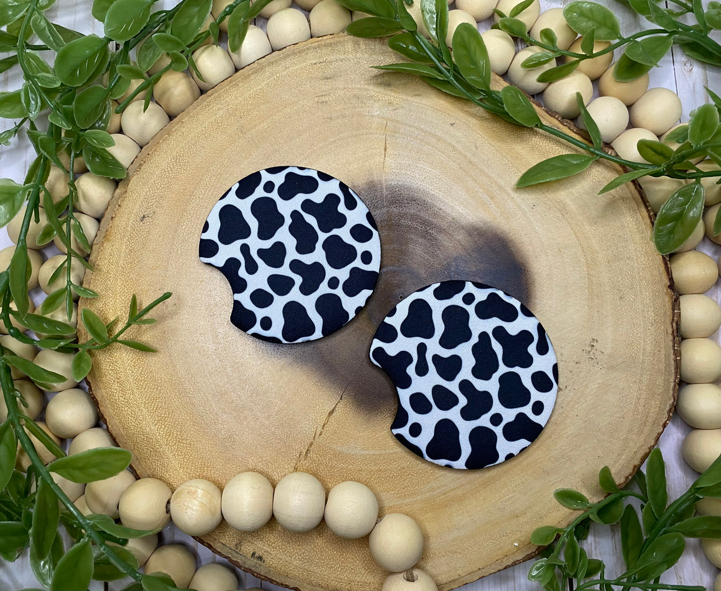 Cow Print Car Coaster