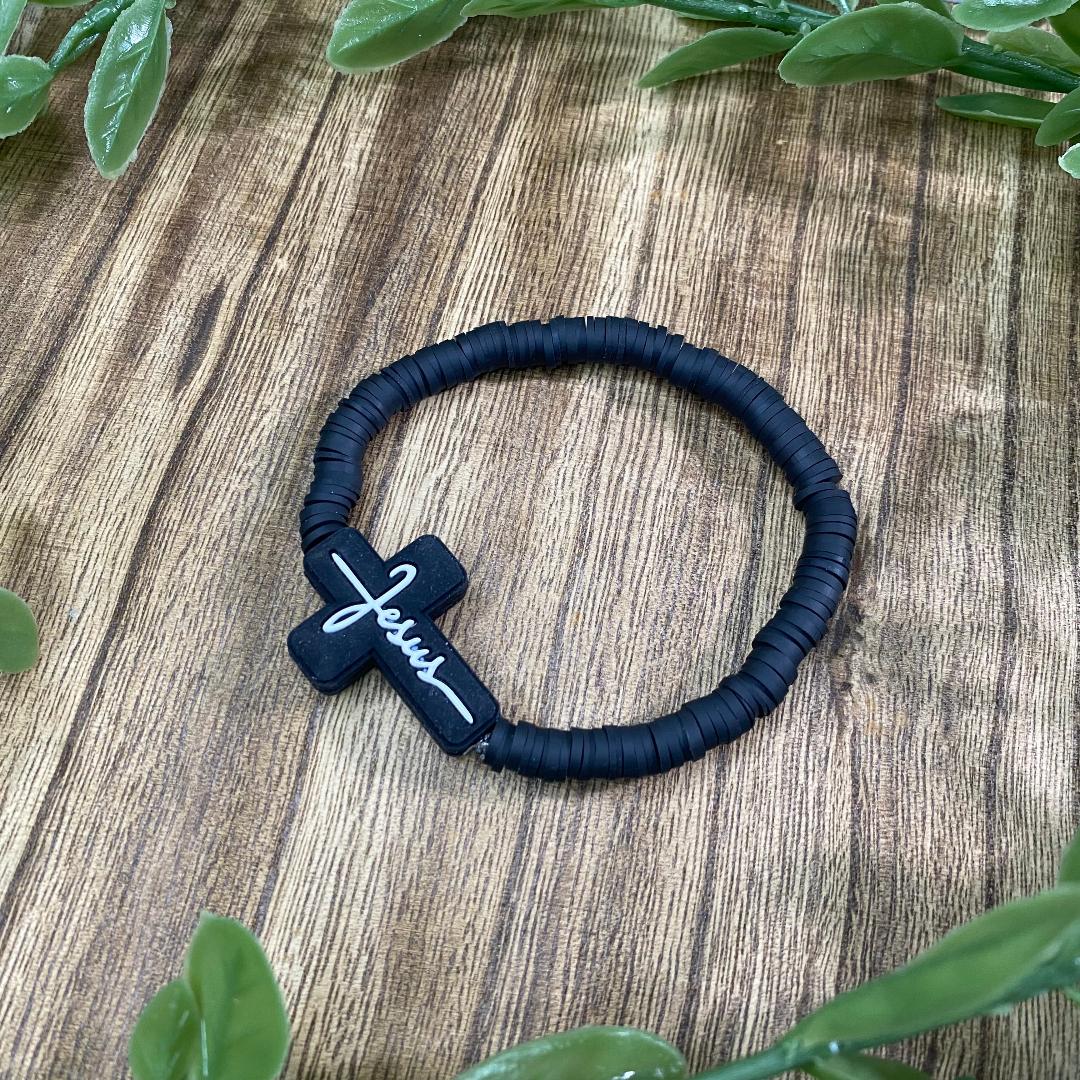 Jesus Cross Clay Bracelet
