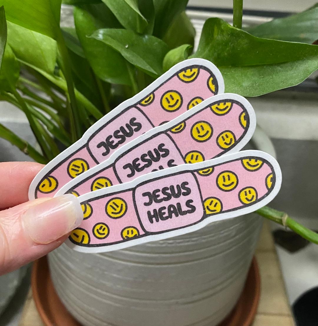 Jesus Heals Bandaid Sticker