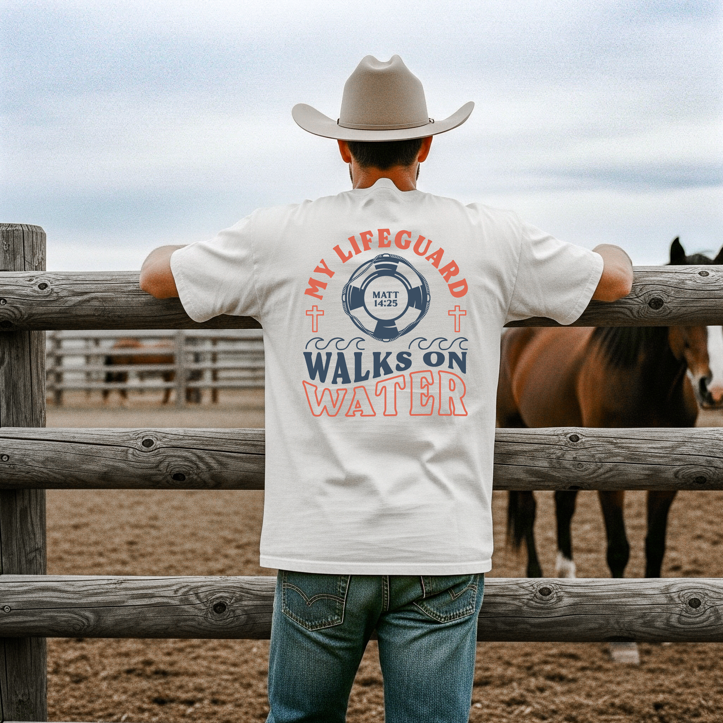 MY LIFEGUARD WALKS ON WATER T-SHIRT