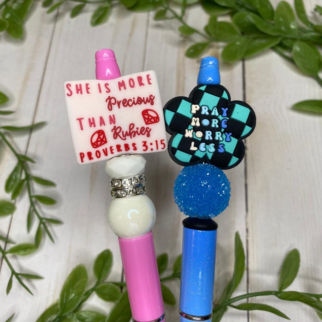 Pray More Worry Less Beaded Pens