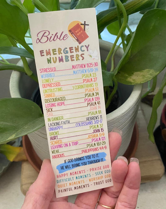 Bible Emergency Numbers Bookmark