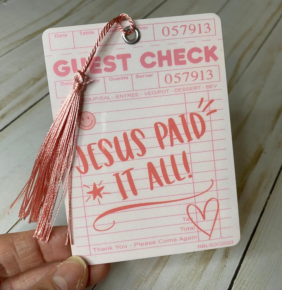 Guest Check Jesus Paid It All Bookmark