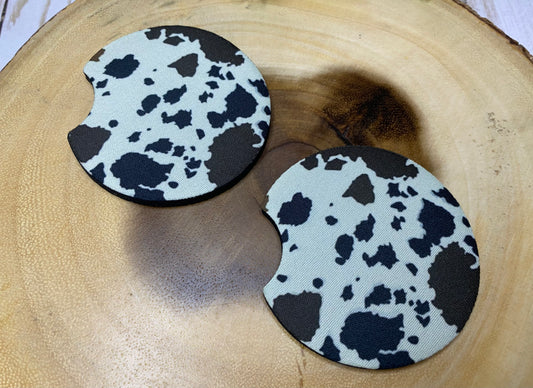 Brown Cow Print Car Coaster