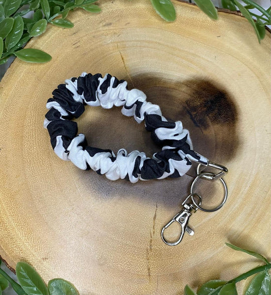 Cow Print Scrunchie Keychain