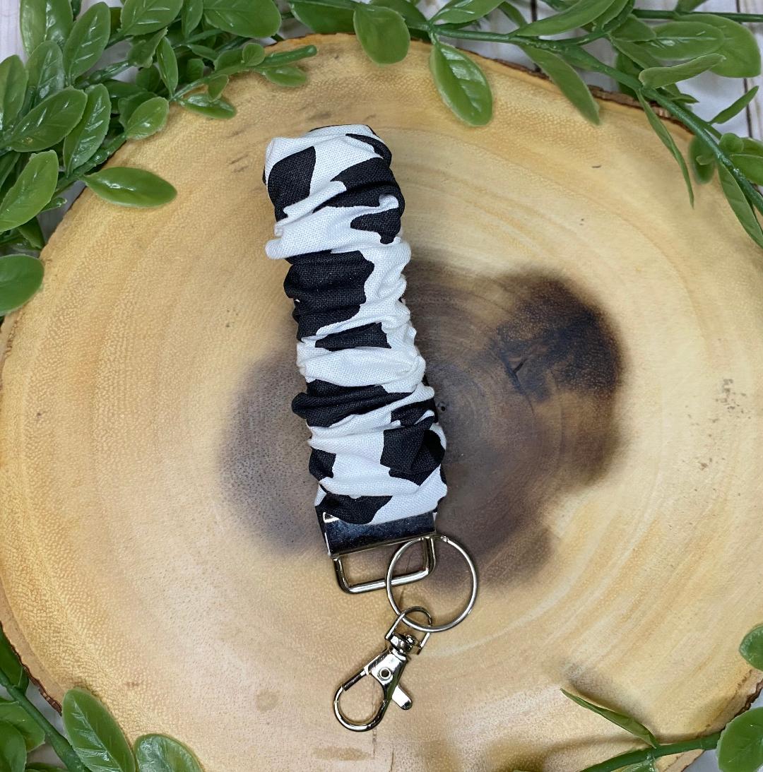 Cow Print Scrunchie Keychain