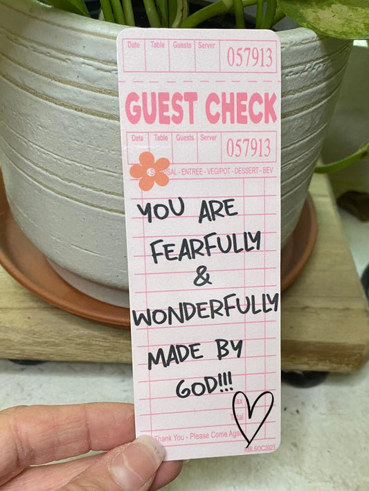 You Are Fearfully & Wonderfully Made By God Bookmark
