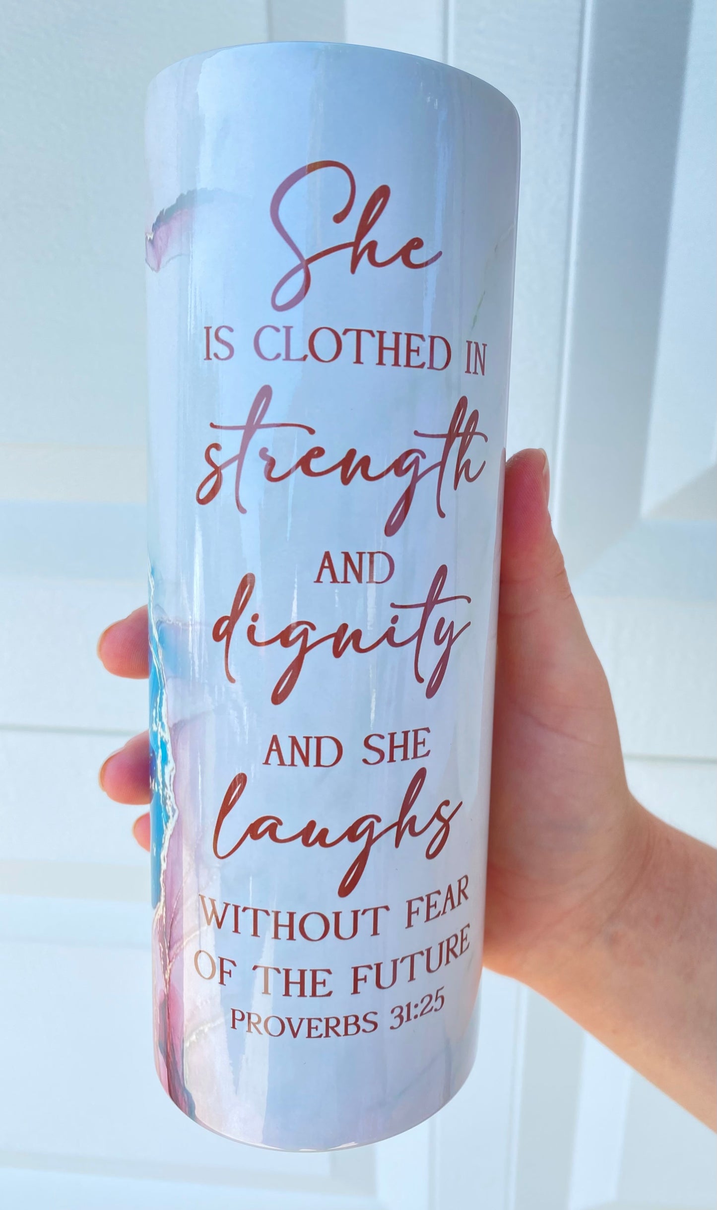 She Is Clothed In Strength Tumbler