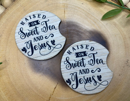 Sweet Tea and Jesus Car Coasters