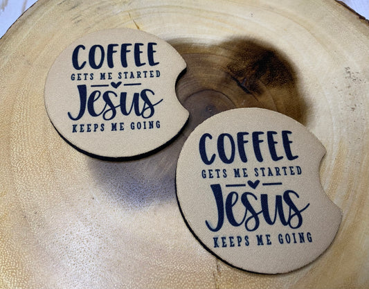 Coffee & Jesus keeps me going Car Coasters