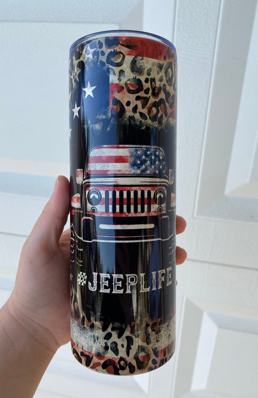 Patriotic Jeep Life  Tumbler