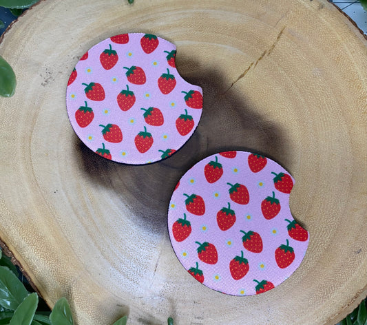 Strawberry Car Coasters