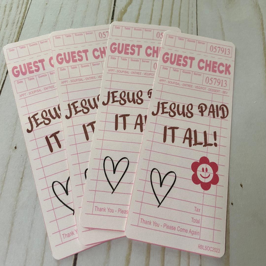 Guest Check Jesus Paid It All Bookmark