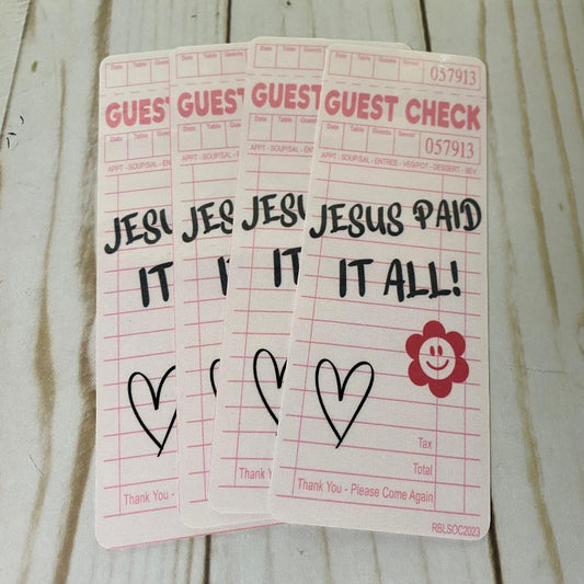 Guest Check Jesus Paid It All Bookmark