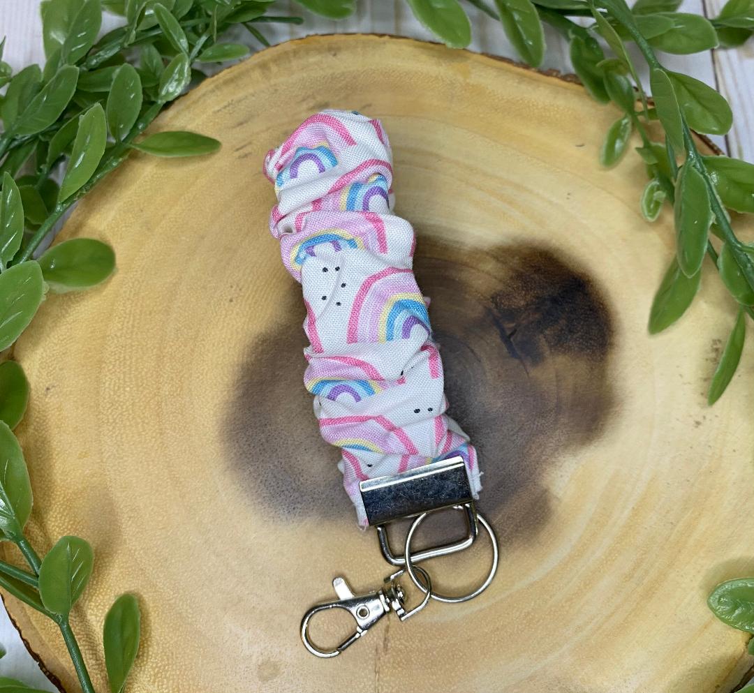 Rainbow Scrunchie Keychain