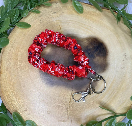 Red Paisley Scrunchie Keychain