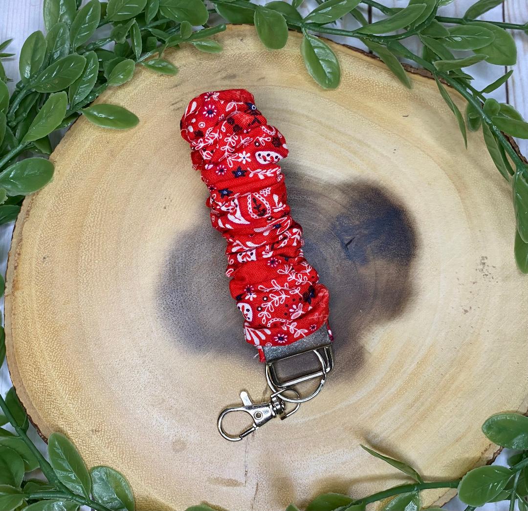 Red Paisley Scrunchie Keychain