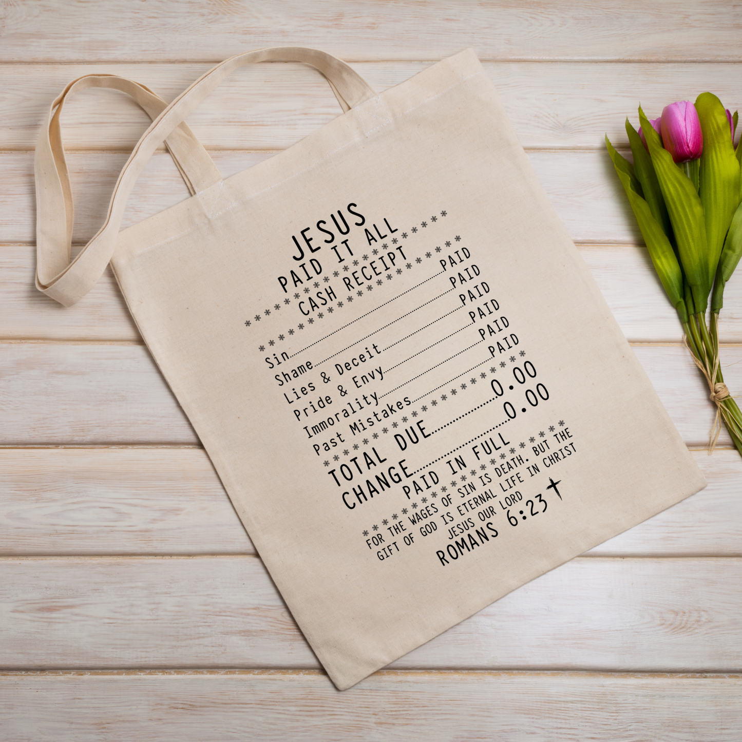 Jesus Paid It All Cash Receipt Tote Bag