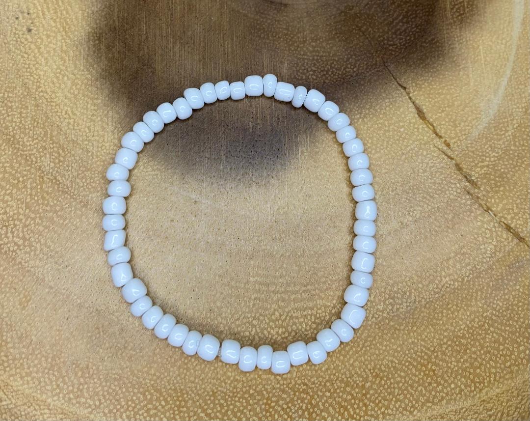 White Glass Bead Bracelet