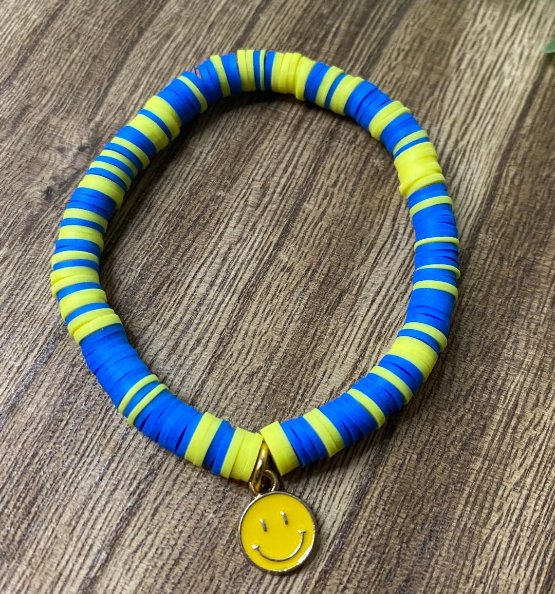 Smiley Face Clay Bead Bracelets Charm