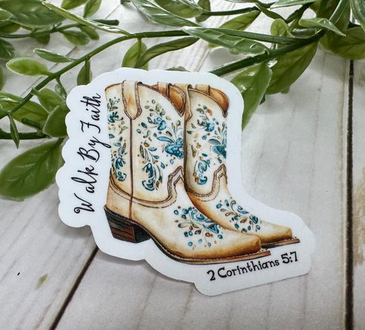 Walk By Faith Western Sticker