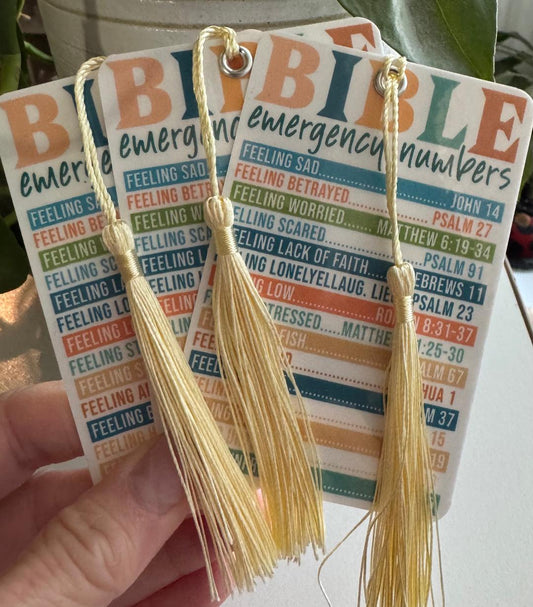 Bible Emergency Numbers Bookmark with Tassel