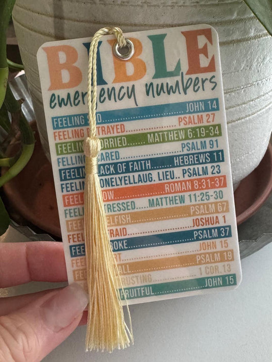 Bible Emergency Numbers Bookmark with Tassel