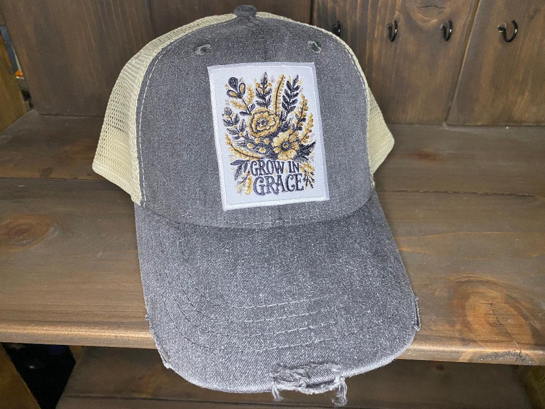 Grow in Grace Embroidered Patch Hat