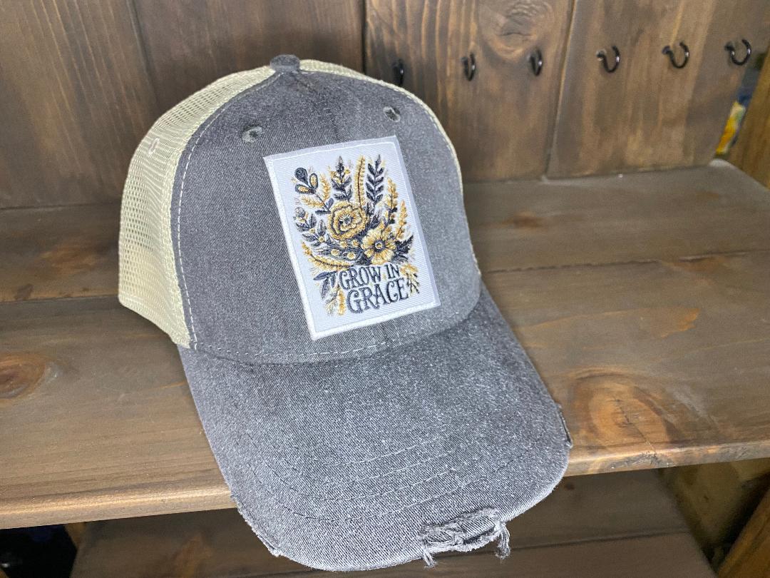 Grow in Grace Embroidered Patch Hat