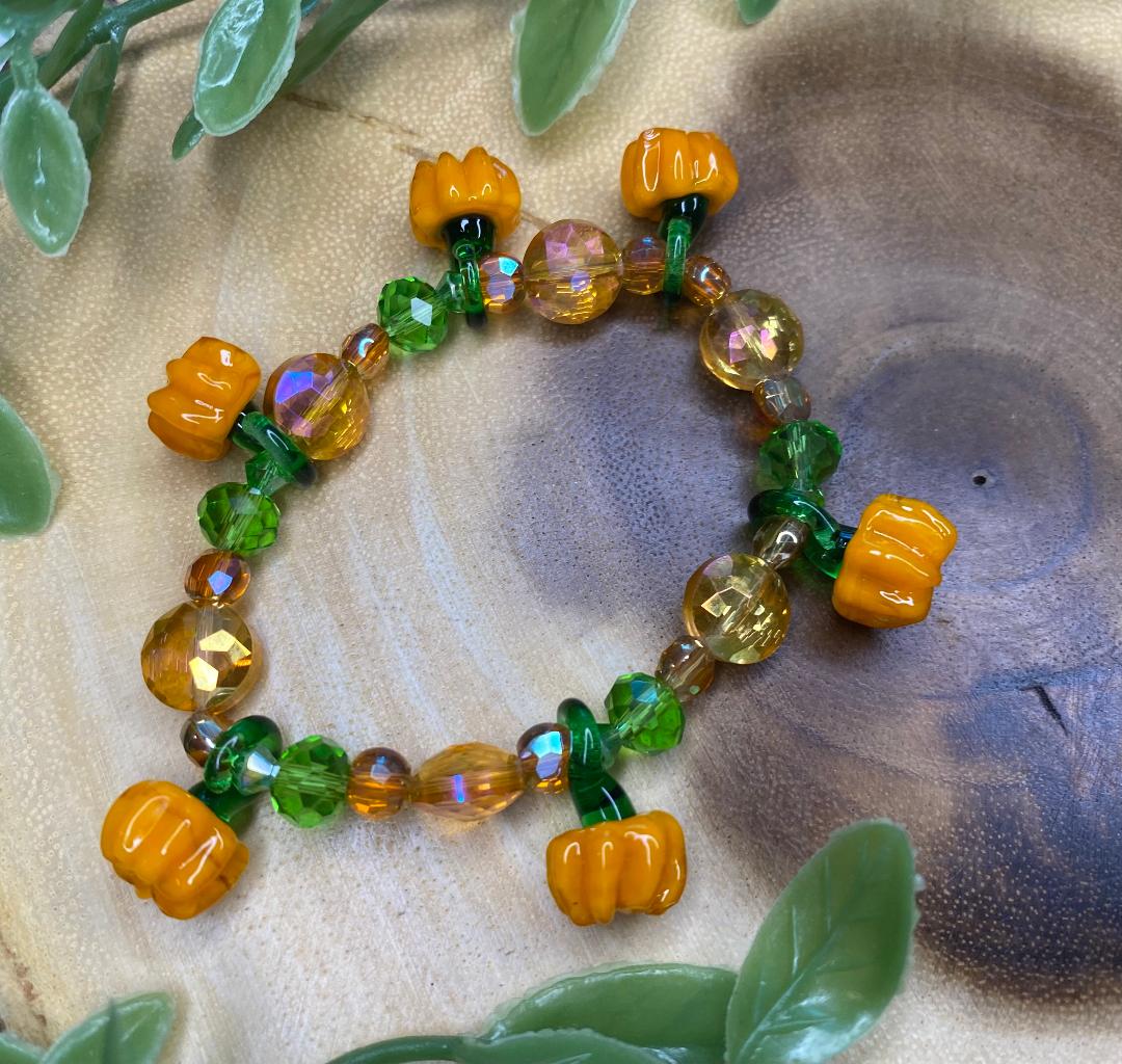 Pumpkin Glass Bead Bracelet